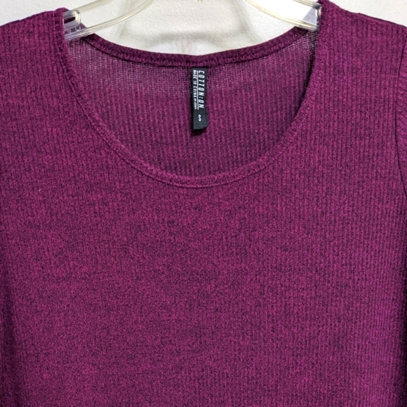 (2/$25) Cotton On heather dark magenta cuffed ribbed shift dress - Picture 5 of 7